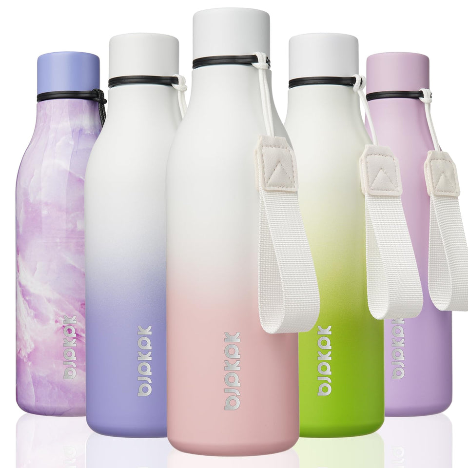 BJPKPK insulated bottle with strap for on-the-go hydration.
