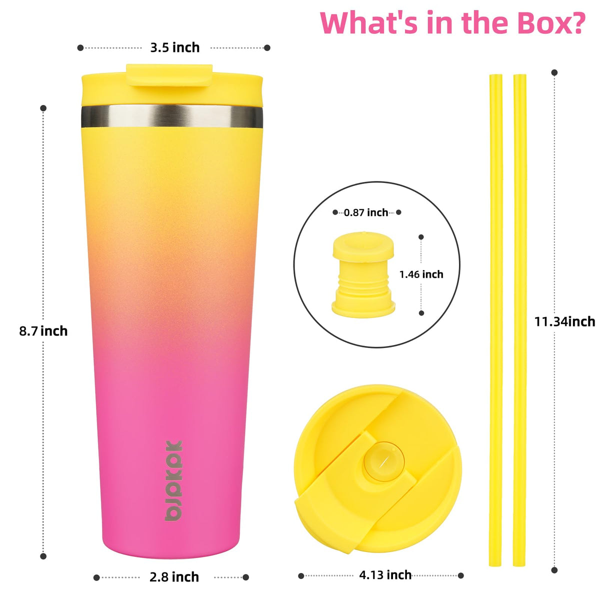 BJPKPK insulated travel cup with lid and straw system for on-the-go sipping