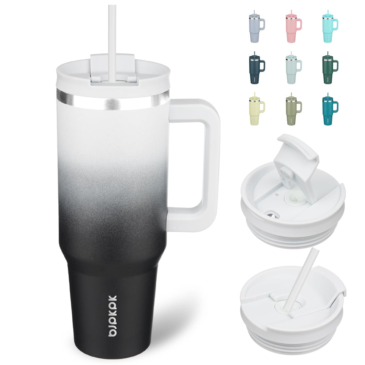 BJPKPK insulated tumbler with handle and straw for on-the-go hydration