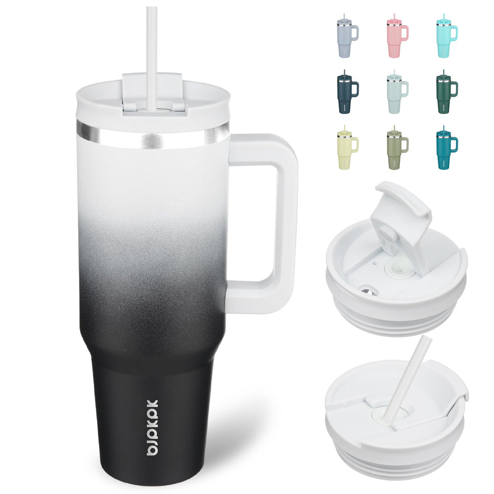 BJPKPK insulated tumbler with handle and straw for on-the-go hydration