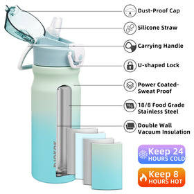 BJPKPK insulated bottle mint lid with button for easy one-handed use
