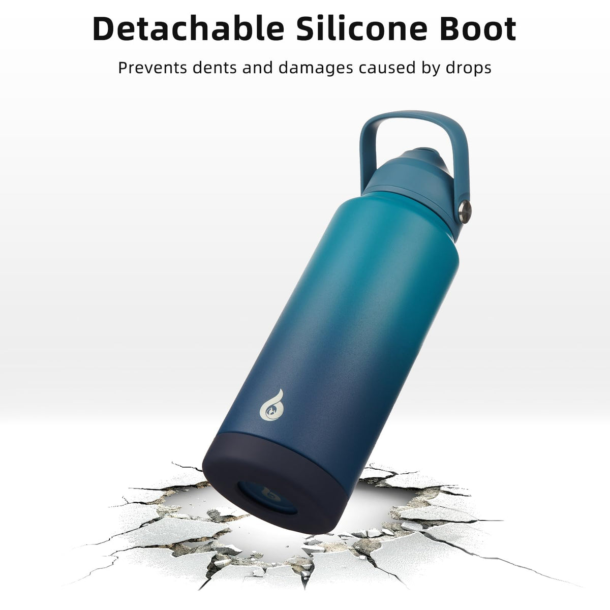 BJPKPK bottle with non-slip boot staying stable on surfaces