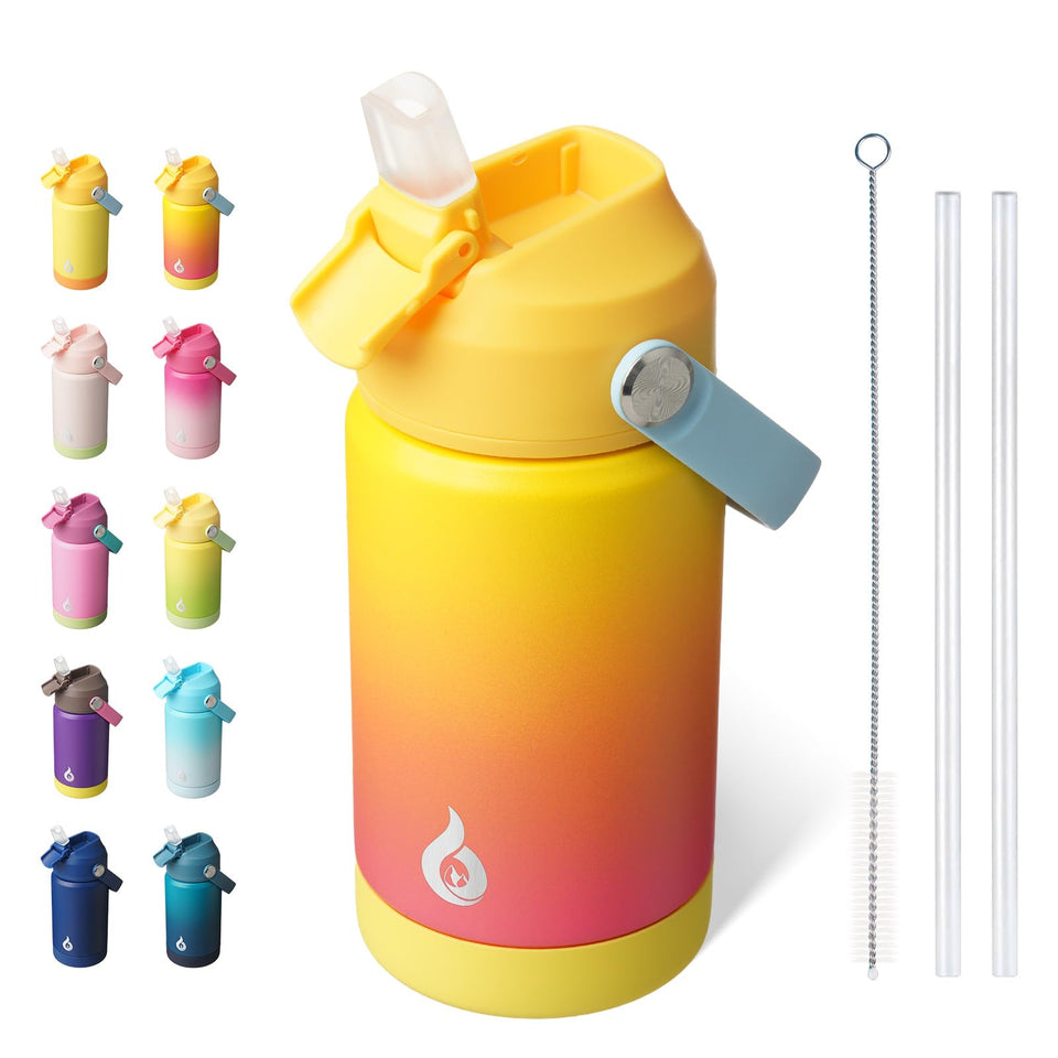BJPKPK insulated bottle with straw lid in rainbow for easy one-handed sipping