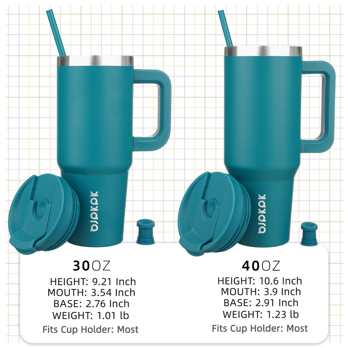 BJPKPK Laguna 40 oz tumbler 2-in-1 lid supports hot sipping or straw.
