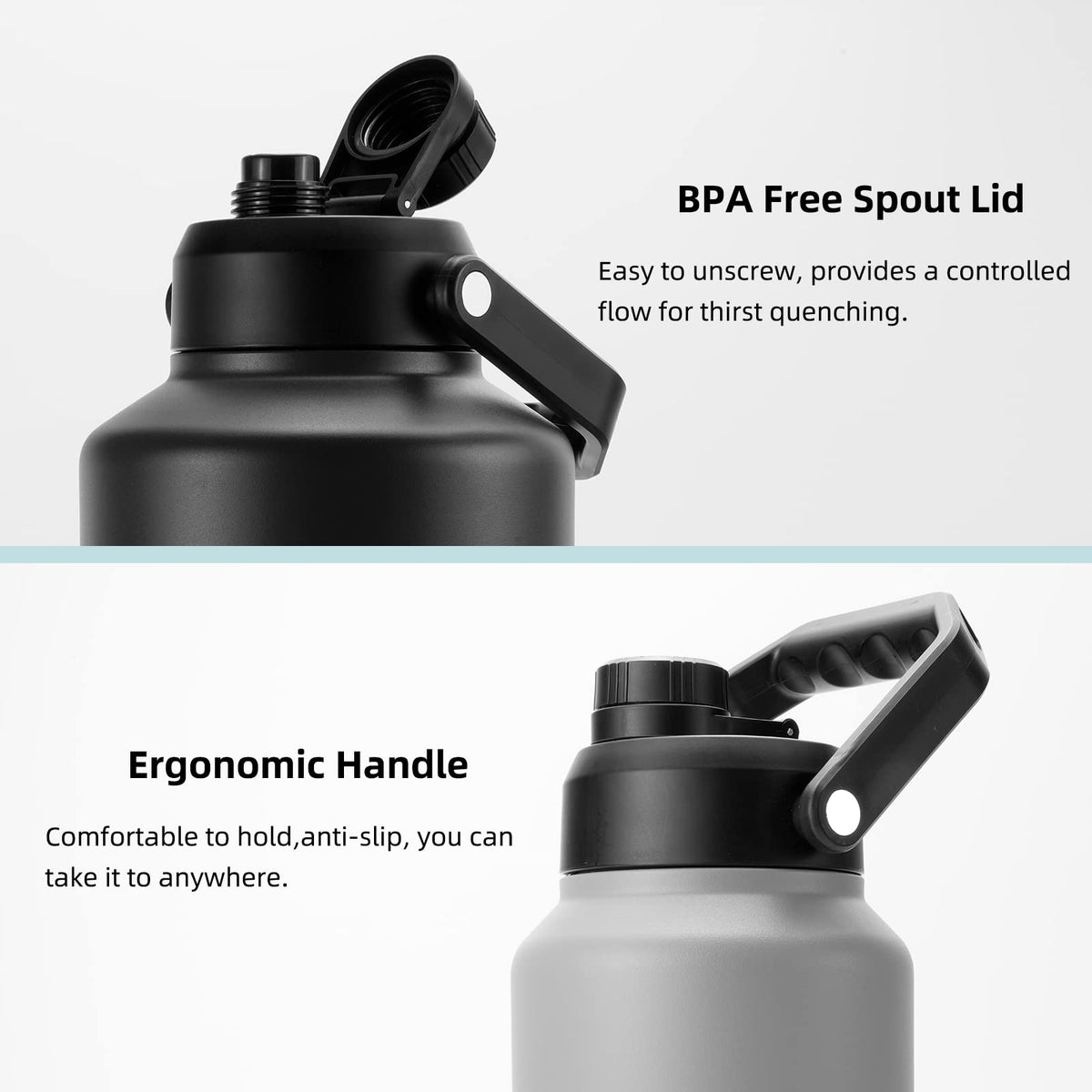 BJPKPK leak-proof silicone spout lid prevents drips while hydrating on the go