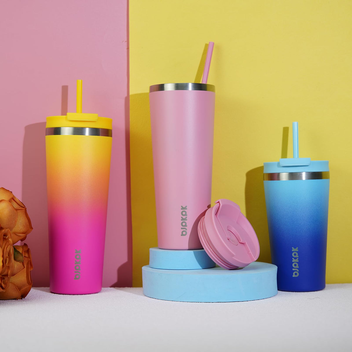Lifestyle shot of BJPKPK travel mug used during outdoor activities