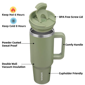 BJPKPK Sage insulated stainless steel tumbler with handle for effortless hydration.