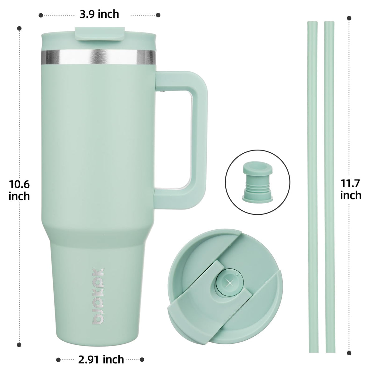 BJPKPK sip design lid with straw for easy drinking in pistachio green
