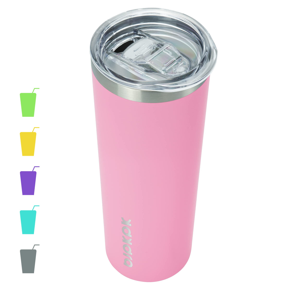 BJPKPK skinny insulated tumbler in light pink 20oz for hot or cold drinks.