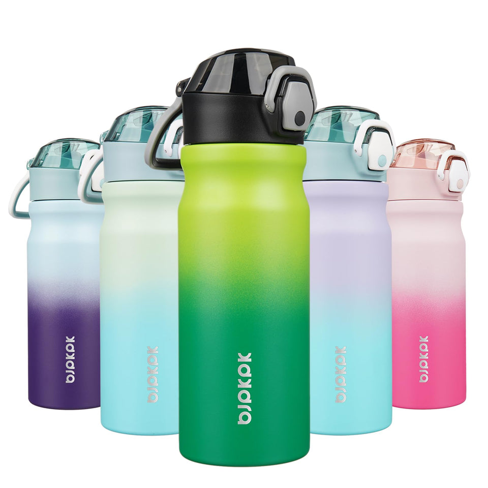 BJPKPK stainless steel bottle with straw lid for easy hydration on the go.