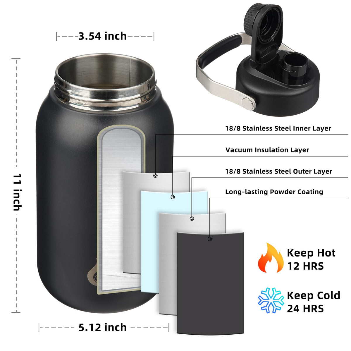 BJPKPK stainless steel bottle with textured coating provides secure grip during outdoor activities