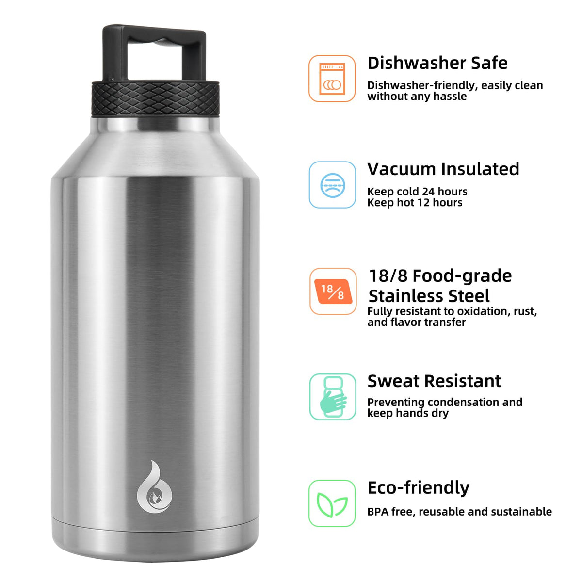 BJPKPK stainless steel BPA-free bottle resists rust and flavor transfer.