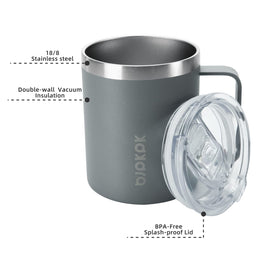BJPKPK stainless steel mug with matte finish and easy-grip handle
