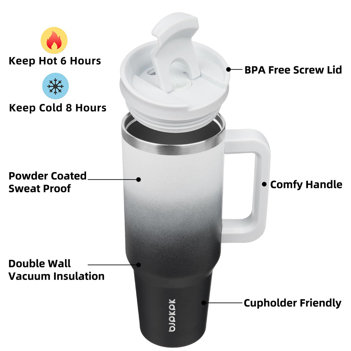 BJPKPK stainless steel double-wall construction keeps beverages hot or cold