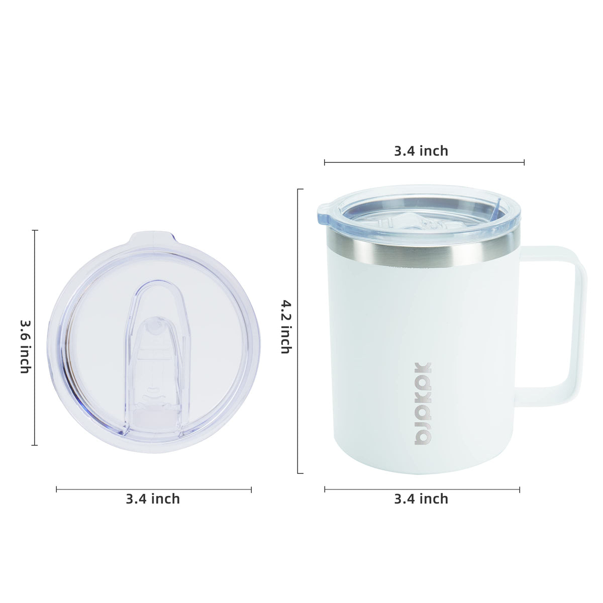 BJPKPK stainless steel mug with handle for comfortable grip and control.