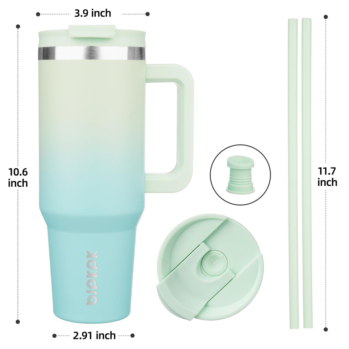 BJPKPK stainless steel tumbler with reusable straws for eco-friendly sipping.