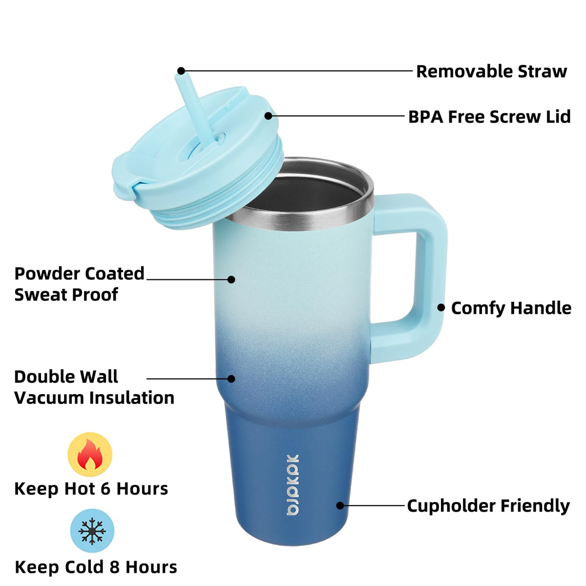 BJPKPK travel mug 30oz stainless steel for hot or cold beverages.