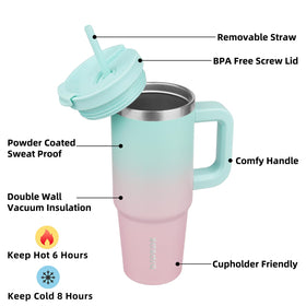 BJPKPK travel mug lid and straw in bubble gum help quick, on-the-go sipping