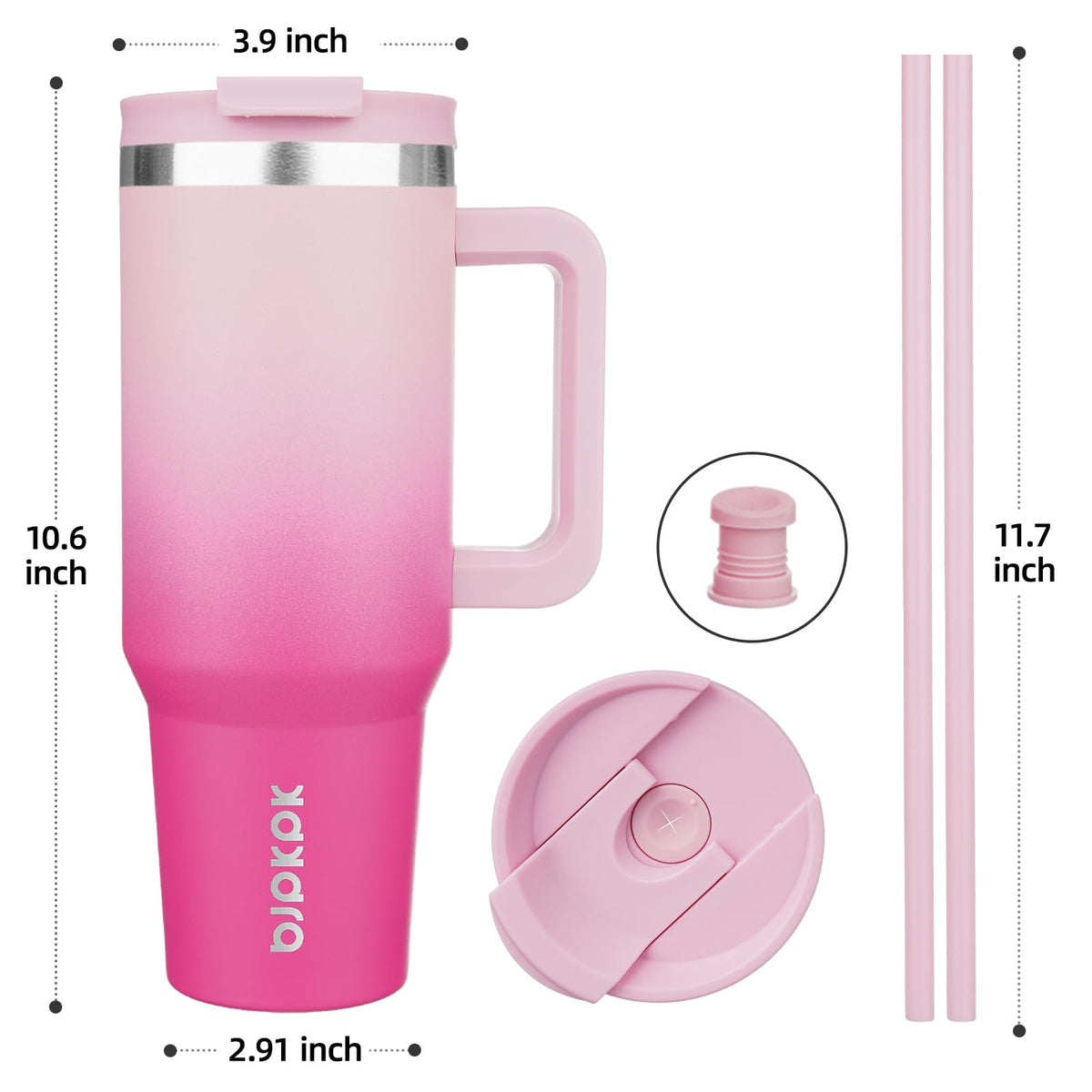 BJPKPK travel mug with screw-on lid and straw for versatile sipping.