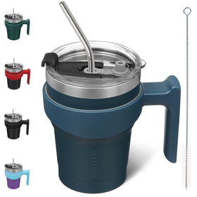 BJPKPK 10oz tumbler with handle in navy blue for on-the-go hydration