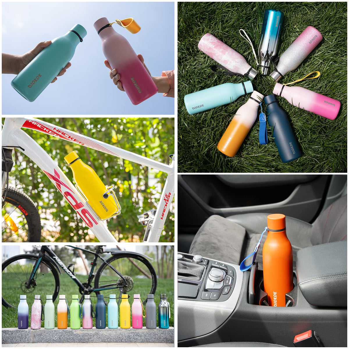 BJPKPK water bottle fits backpacks and cup holders for travel.