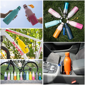 BJPKPK water bottle fits backpacks and cup holders for travel.