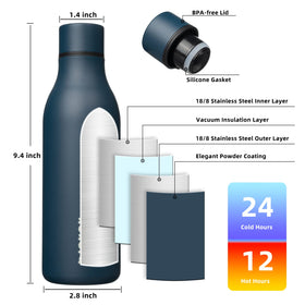 BJPKPK water bottle with strap in navy for easy carrying during workouts.
