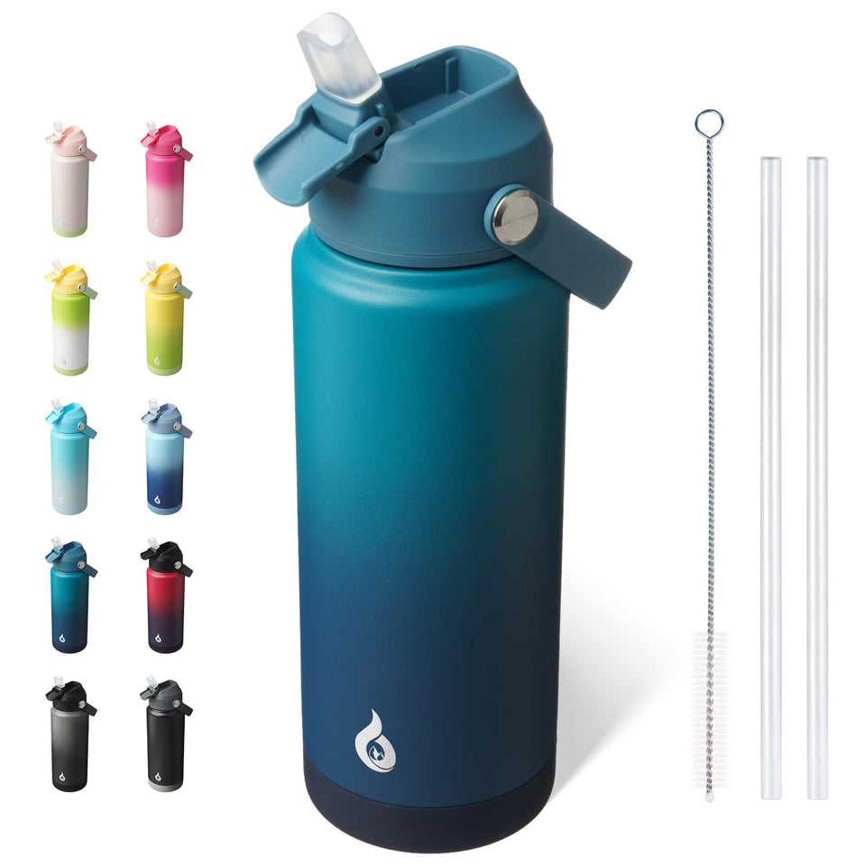 BJPKPK water bottle with straw lid for easy one-handed use and leak-proof design.