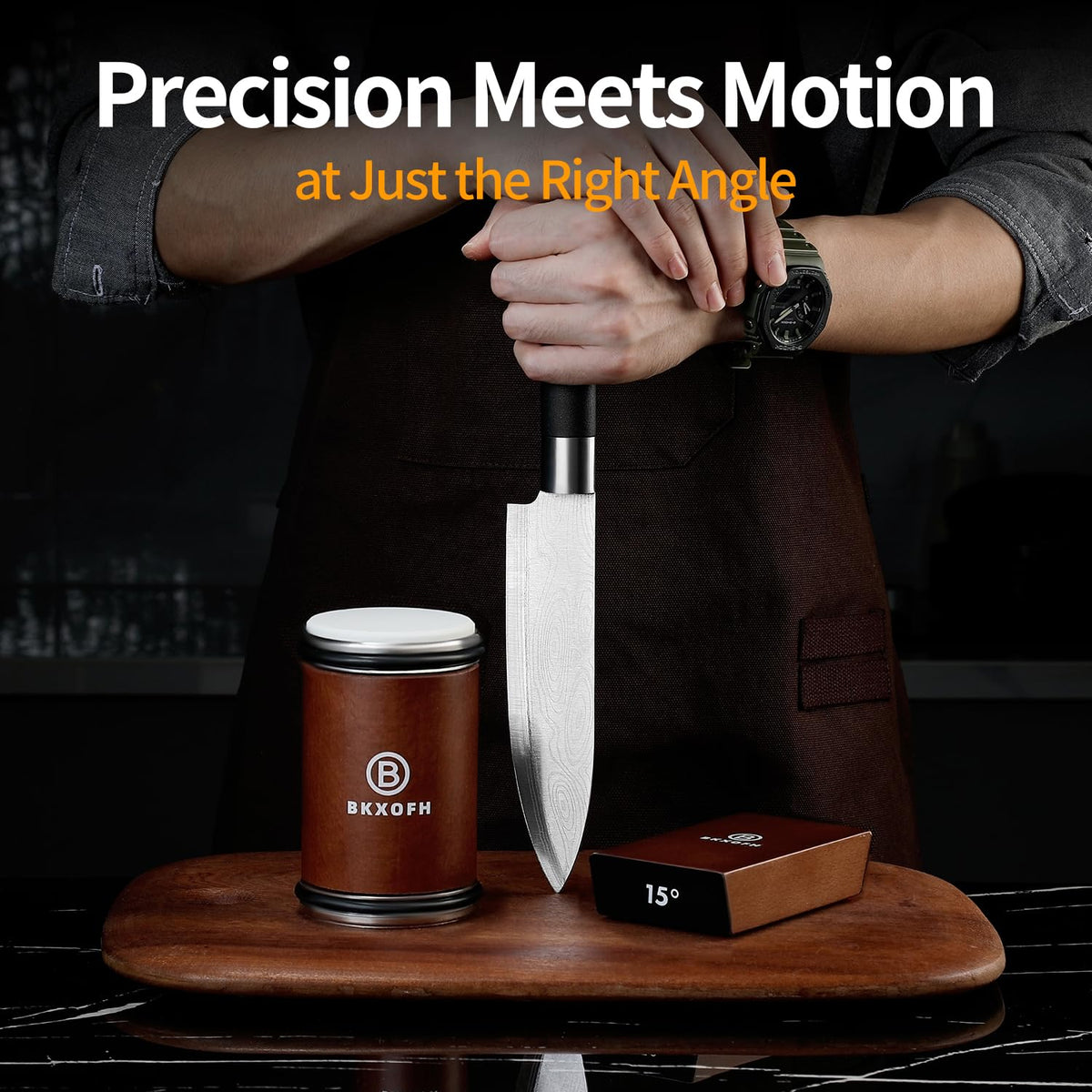 BKXOFH kitchen knife sharpener in action, ideal for chefs and home cooks