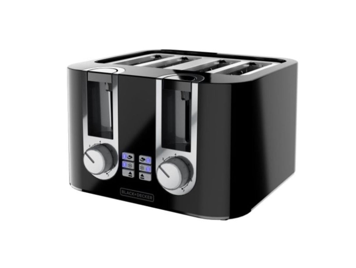 BLACK+DECKER 4-Slice Toaster with extra wide slots for thick breads and bagels, easy cleanup