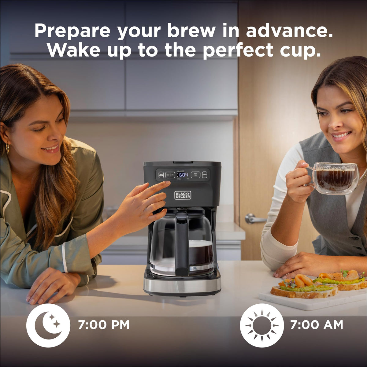 BLACK+DECKER CaféCraft stainless steel finish adds modern kitchen appeal.
