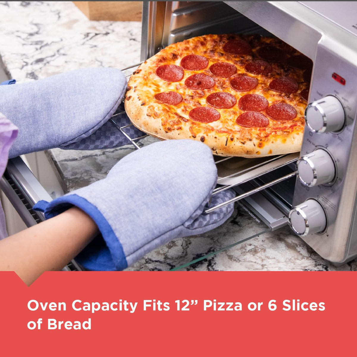 BLACK+DECKER wire rack shown for even toast and meals using multiple racks.