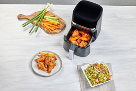 BLACK+DECKER Purifry 2QT auto shut-off and shake reminder support precise cooking.