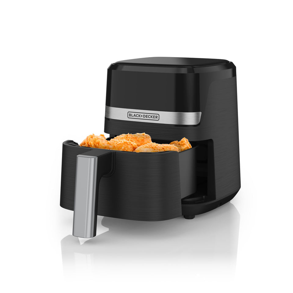 BLACK+DECKER Purifry 2QT front view showing compact kitchen-friendly design for quick meals.