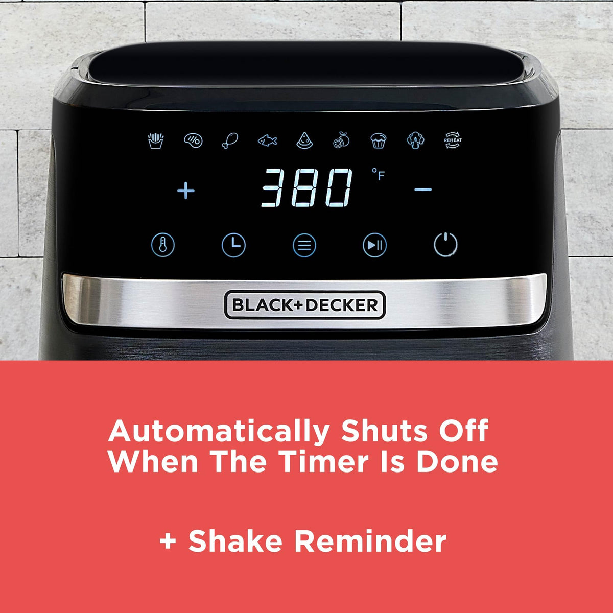 BLACK+DECKER Purifry 2QT heats up to 400°F for versatile cooking scenarios.