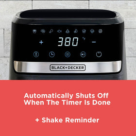 BLACK+DECKER Purifry 2QT heats up to 400°F for versatile cooking scenarios.