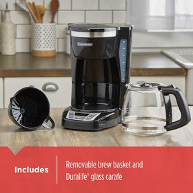 BLACK+DECKER 12-Cup coffee maker digital controls close-up for easy programming