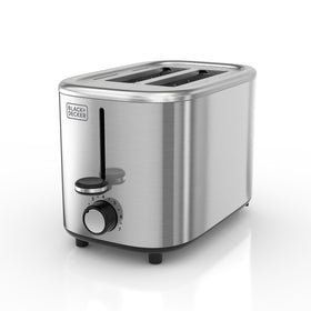 BLACK+DECKER 2-Slice Toaster with extra-wide slots for bagels and thick slices.