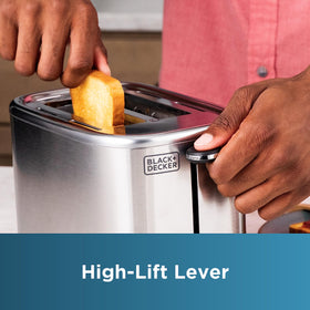 BLACK+DECKER 2-Slice Toaster high-lift lever for safe removal.
