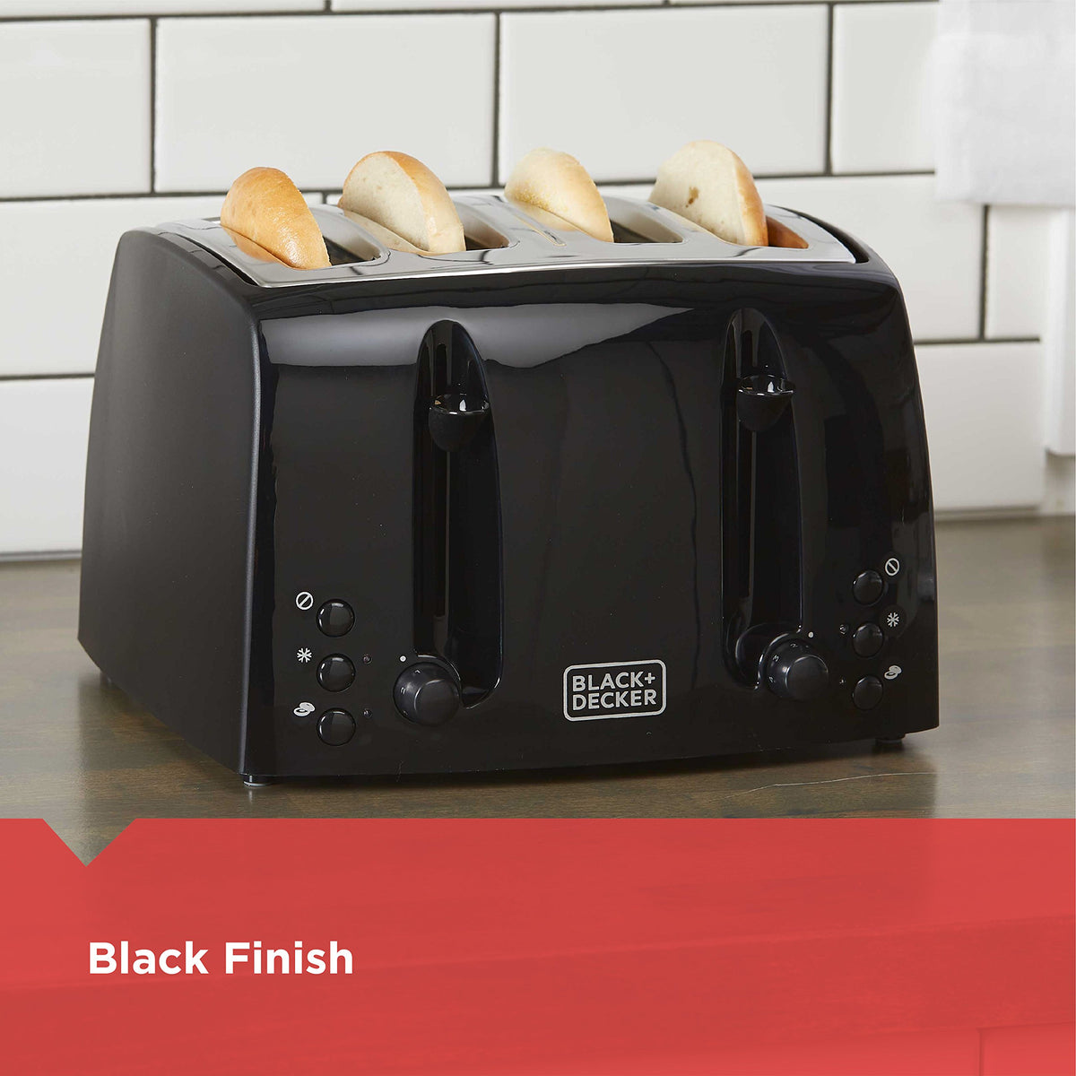 Black Decker 4-slice toaster crumb tray for quick cleanup