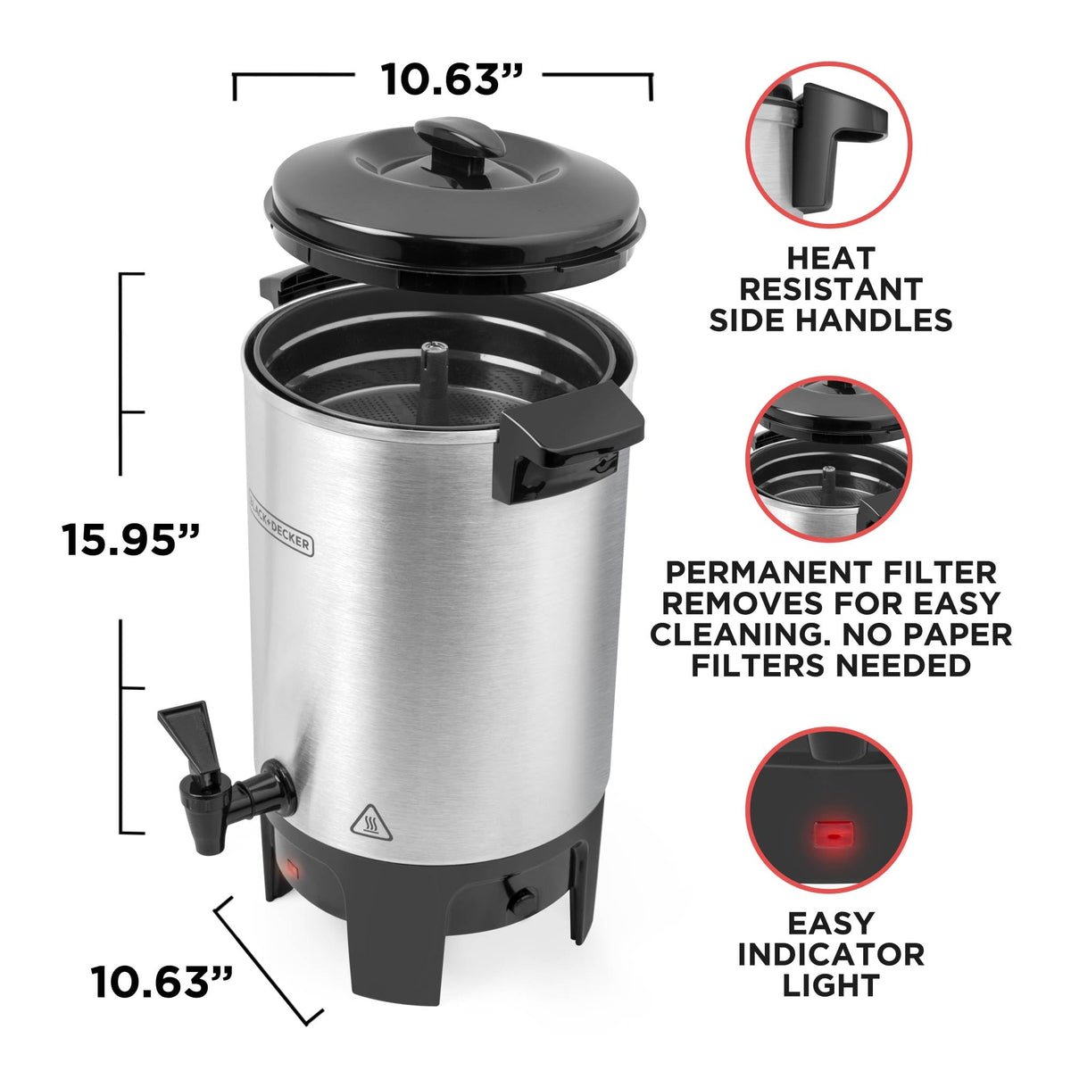 BLACK+DECKER 40-Cup Coffee Urn in use during service at a busy event