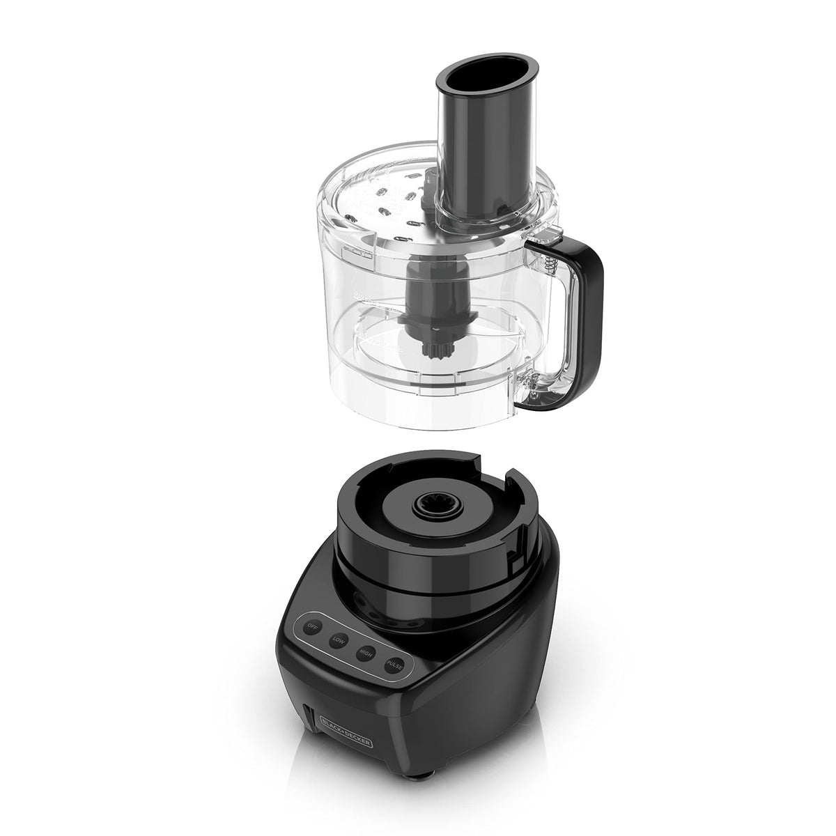 Black+Decker 450W motor powers quick processing.