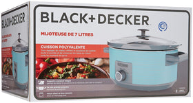 BLACK+DECKER 7-Quart Slow Cooker lid holder keeps the lid off counters during cooking.
