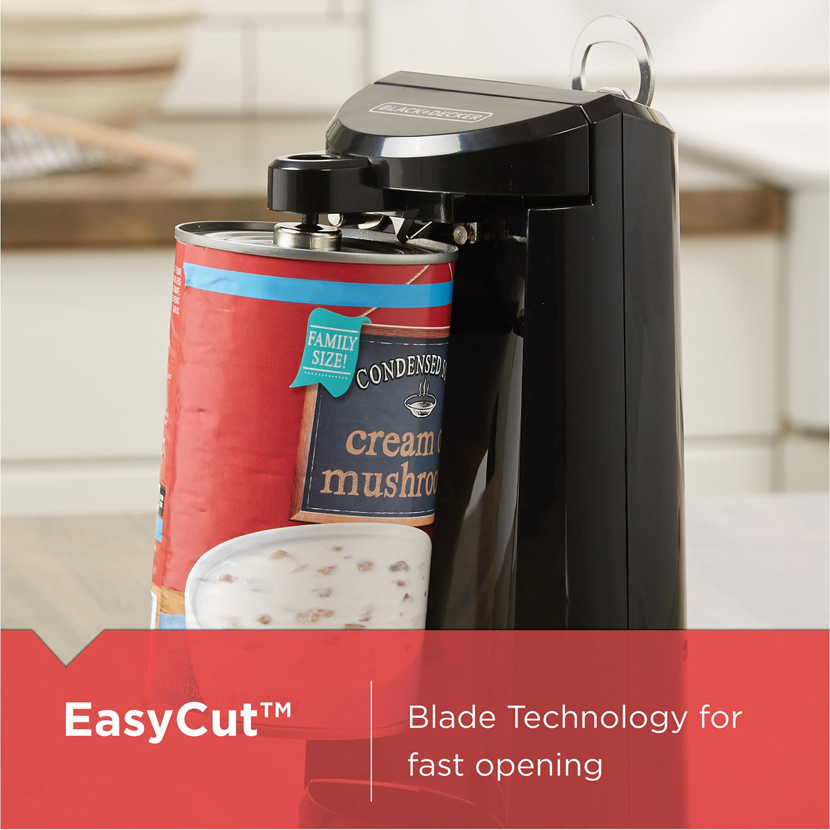 Black+Decker Applika Spectrum EC500B EaxyCut action demonstrates quick lid removal