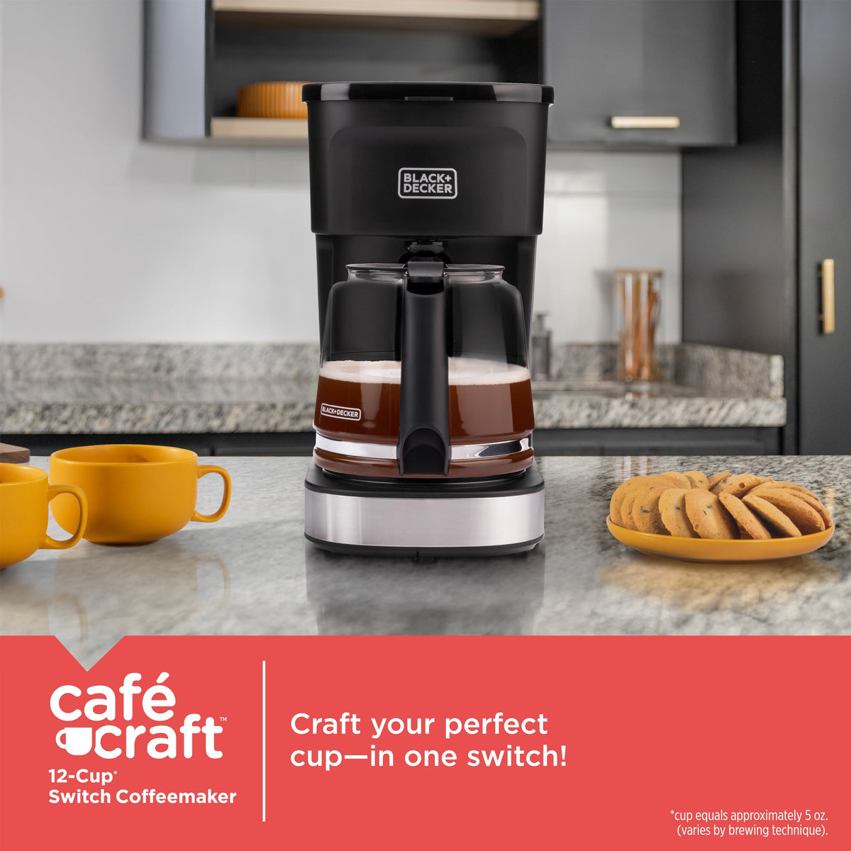 BLACK+DECKER CaféCraft 12-cup brewing in a sleek stainless unit for crowdful mornings.