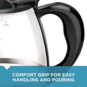 BLACK+DECKER carafe close-up showing dishwasher-safe design