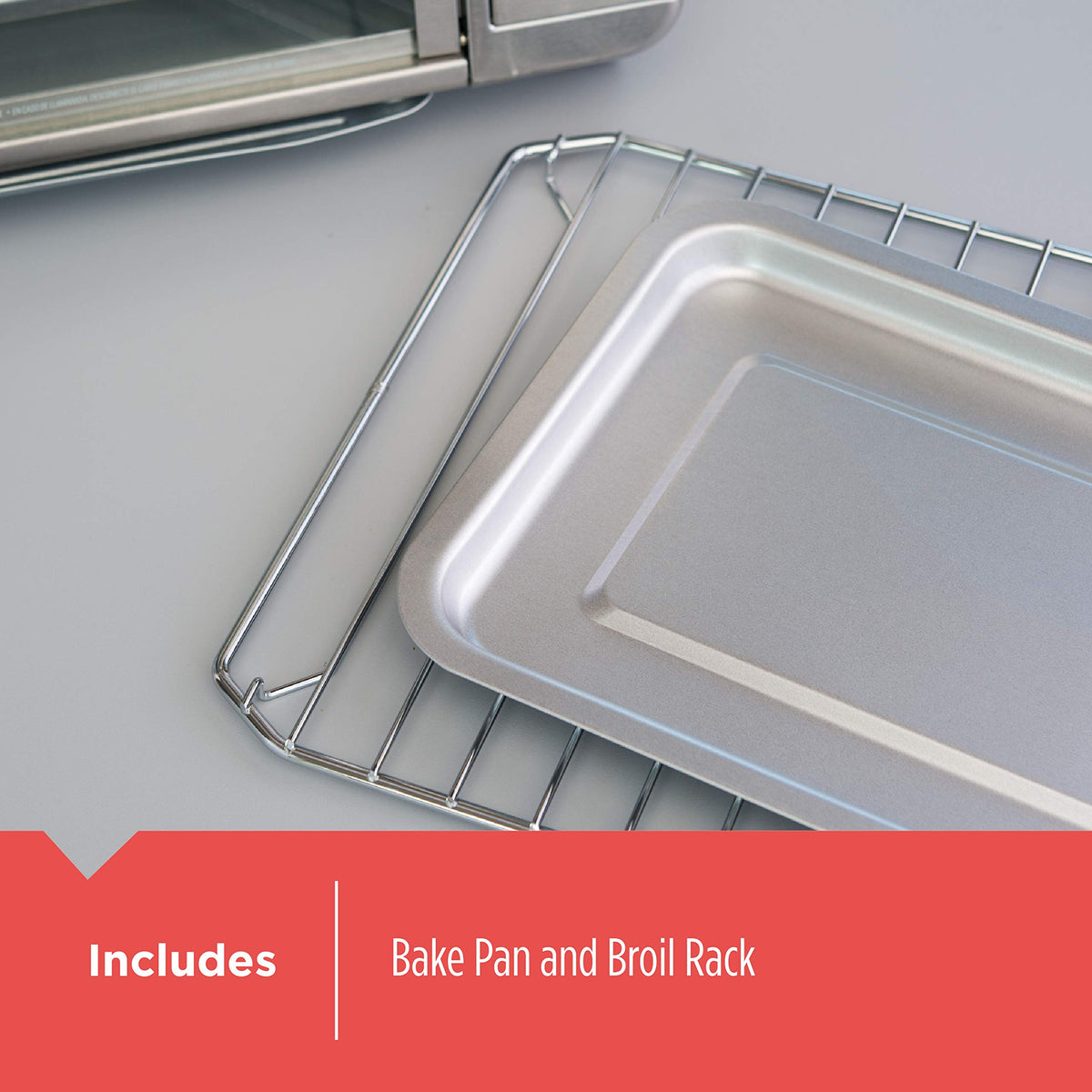 Convection air circulates for even browning in the BLACK+DECKER oven