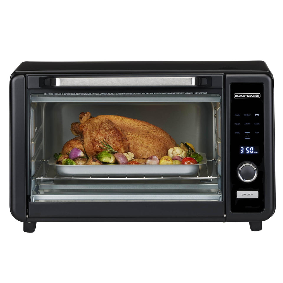 Black+Decker Crisp 'N Bake 6-Slice Air Fry Toaster Oven front view with large capacity