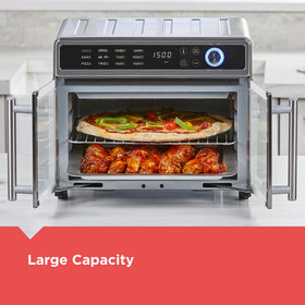 BLACK+DECKER Crisp N Bake bake pan in use for even browning.