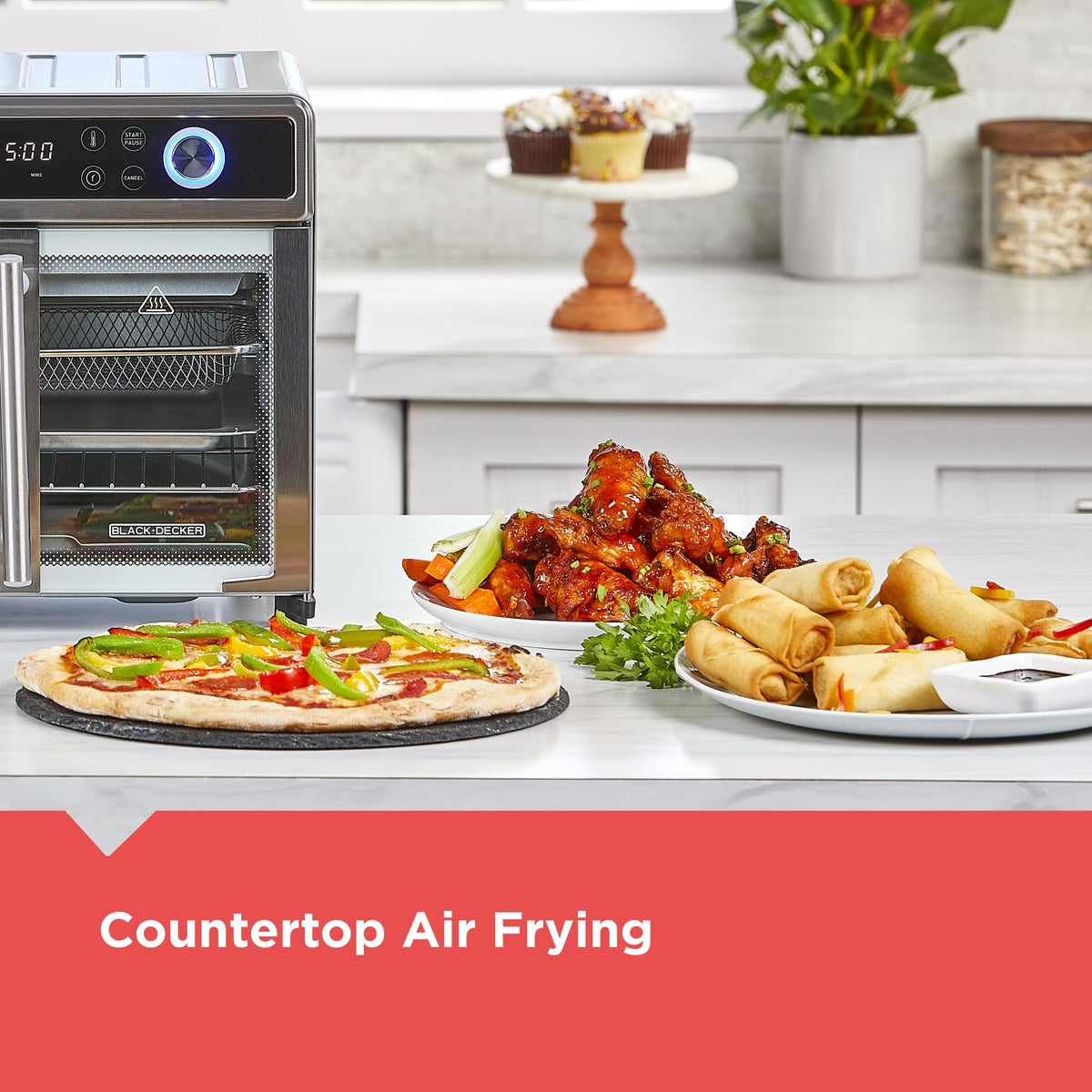 BLACK+DECKER Crisp N Bake with convection fan delivering quick, even cooking.
